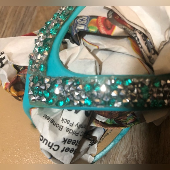 Teal sparkle flip flop L(2/3) - Picture 3 of 4